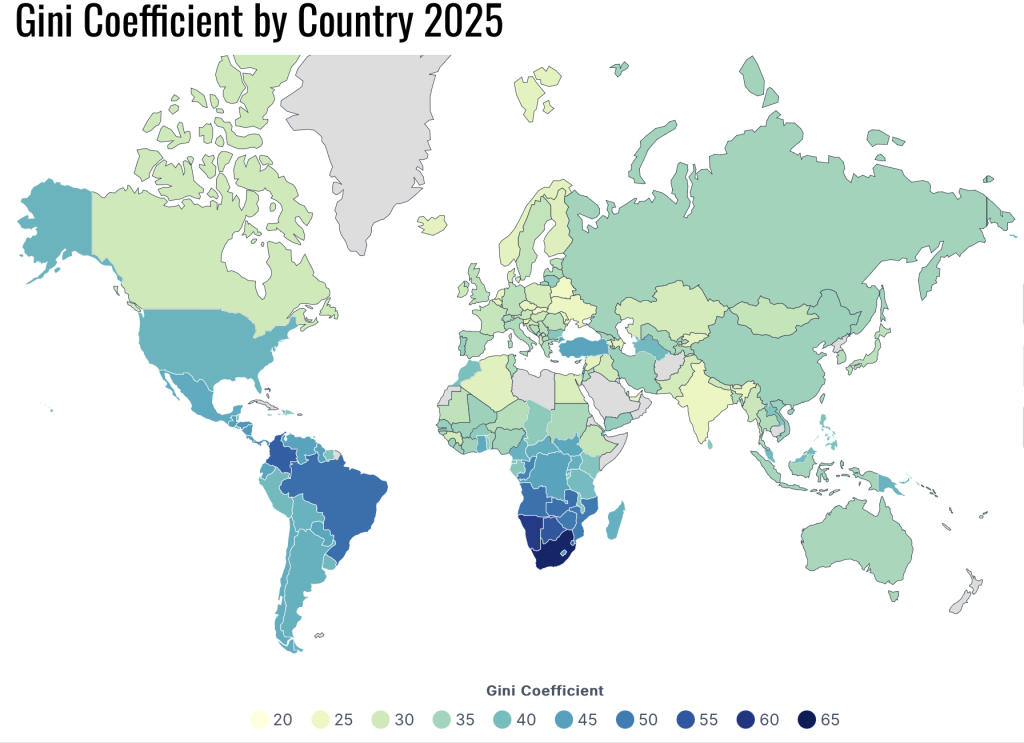 Gini Coefficient by Country 2025